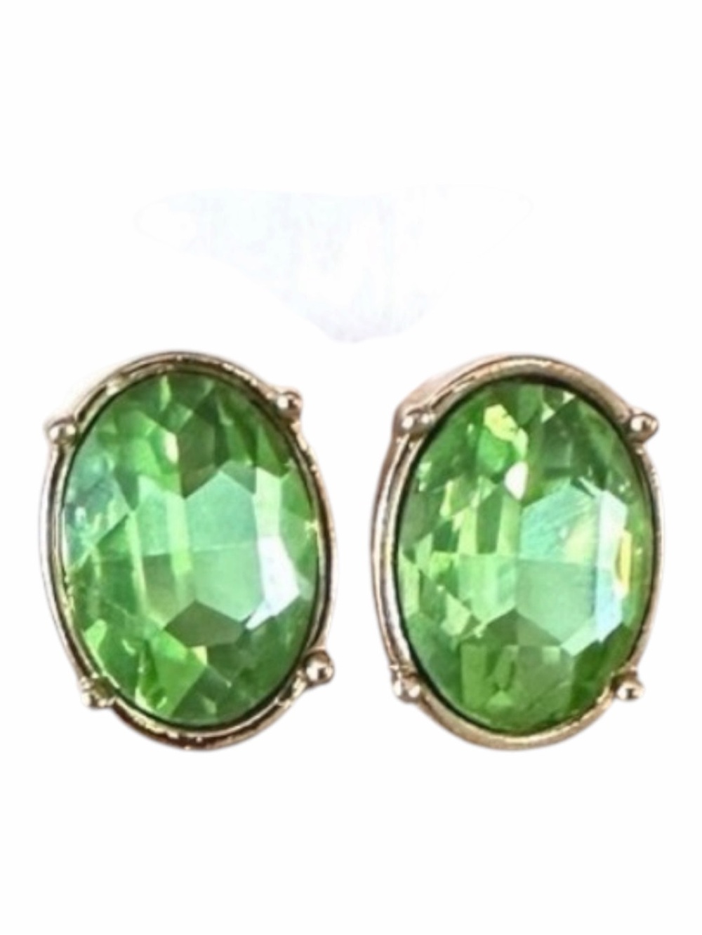 Emerald Green Oval Faceted Stud Earrings - Women Jewelry